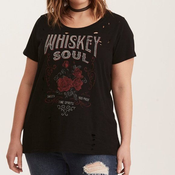 torrid Tops - Torrid Whiskey Soul Destructed Ripped Tee NWT 3X
